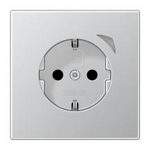 JUNG HOME SCHUKO Steckdose 16 A 250 V, mit Funktionsanzeige, Safety Plus, Serie LS, Aluminium