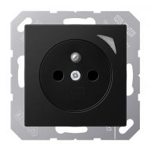 JUNG HOME Smart Steckdose Energy 16 A 250 V, Bluetooth Mesh, Leistungs- und Energiemessung, Funktionsanzeige, Safety Plus, Serie A, graphitschwarz matt, BT A 1521 F SE SWM - Französisch/Belgisch