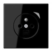 JUNG HOME Smart Steckdose 16 A 250 V, Bluetooth Mesh, Funktionsanzeige, Safety Plus, Serie LS, schwarz, BT LS 1521 F S SW  - Französisch/Belgisch