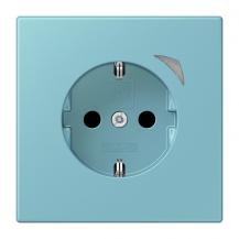 JUNG HOME SCHUKO Steckdose Energy 16 A mit Energiemessung, Safety Plus und Funktionsanzeige, Serie LS, céruléen moyen, Bluetooth Mesh