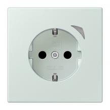 JUNG HOME SCHUKO Steckdose Energy 16 A mit Energiemessung, Safety Plus und Funktionsanzeige, Serie LS, céruléen pâle, Bluetooth Mesh