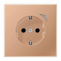JUNG HOME SCHUKO Steckdose Energy 16 A mit Berührungsschutz und Energiemessung, Serie LS, Bronze gebürstet, Bluetooth Mesh