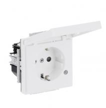 BUSCH-JAEGER 20 EUKNBL-84 SCHUKO Steckdosen-Einsatz Safety+ mit LED Kontrolllicht /grün mit Klappdeckel mit Beschriftungsfeld studioweiß - Plattform 63