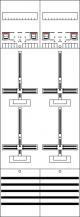 ABB STRIEBEL & JOHN DF29T4 Zählerfeld kpl. 9RE 4Z, vorverdrahtet mit Zählerkreuz, Netzsystem TN-S 5-polig