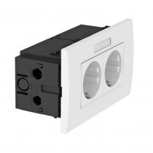 OBO Bettermann 6119427 SDE-RW D0RW2B Steckdoseneinheit AR45 2fach 0° mit Beschriftungsfeld reinweiß 16A 250V