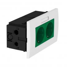 OBO Bettermann 6119428 SDE-RW D0GN2B Steckdoseneinheit AR45 2fach 0° mit Beschriftungsfeld minzgrün 16A 250V