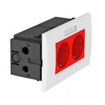 OBO Bettermann 6119429 SDE-RW D0RT2B Steckdoseneinheit AR45 2fach 0° mit Beschriftungsfeld signalrot 16A 250V