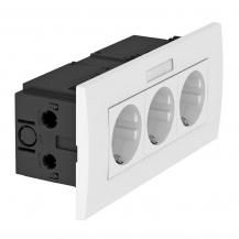 OBO Bettermann 6119433 SDE-RW D0RW3B Steckdoseneinheit AR45 3fach 0° mit Beschriftungsfeld reinweiß 16A 250V