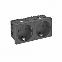 OBO Bettermann 6120030 STD-D0 SWGR2 Steckdose 2fach Schutzkontakt schwarzgrau RAL 7021 16A 250V