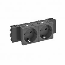 OBO Bettermann 6120370 STD-D0C SWGR2 Steckdose Connect 45 2fach Schutzkontakt schwarzgrau RAL 7021 16A 250V