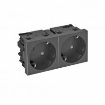 OBO Bettermann 6120491 STD-D3SC SWGR2 Steckdose Connect 45 2fach 33° Schutzkontakt schwarzgrau RAL 7021 16A 250V