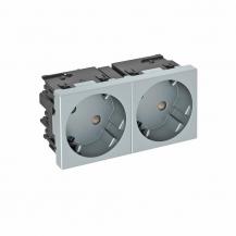 OBO Bettermann 6120493 STD-D3SC AL2 Steckdose Connect 45 2fach 33° Schutzkontakt alu lackiert 16A 250V