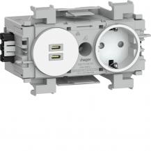 Hager Steckdose 1f. + USB C/C PD Wago Front vw