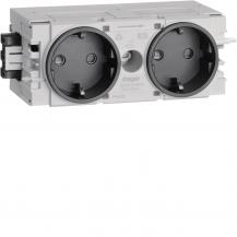Hager SCHUKO Doppelsteckdose mit Wago Steck-/Klemmtechnik C-Profil in graphitsch