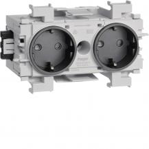 Hager SCHUKO Doppelsteckdose mit Wago Steck-/Klemmtechnik Frontrastend graphitsc