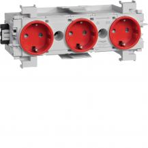 Hager SCHUKO Dreifachsteckdose mit Wago Steck-/Klemmtechnik, Frontrastend verkeh