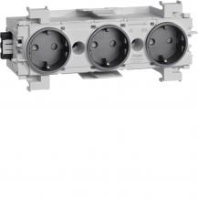 Hager SCHUKO Dreifachsteckdose, Wago Steck-/Klemmtechnik, Frontrastend, graphits