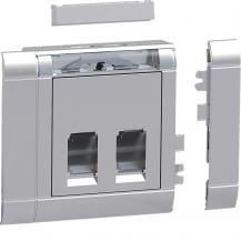 Hager Einbauset Daten 2 RJ45 Type 04 front alu