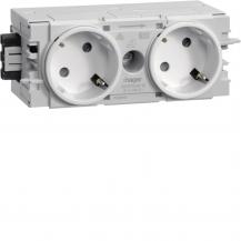 Hager SCHUKO Doppelsteckdose 45° mit Wago Steck-/Klemmtechnik C-Profil in verkeh