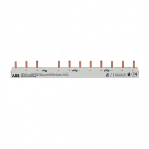 ABB PS3/12FI Phasenschiene 3-phasig, 12 Pins, 12TE, 10mm², nicht kürzbar, 1xF204 + 8xS201 Phasenfolge L1-L2-L3-frei-L2-L3-L1-L2..