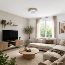 Helestra LOMO LED-Deckenleuchte Ø 45 cm, 34 W, 2800 K Warmweiß, 2500 lm, CRI 90–100, dimmbar, Chintz Mocca, CASAMBI Smart