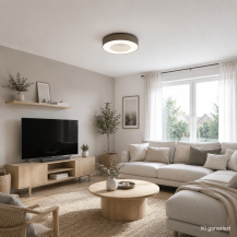 Helestra LOMO LED-Deckenleuchte Ø 45 cm, 34 W, 2800 K Warmweiß, 2500 lm, CRI >90, dimmbar, Chintz Anthrazit, CASAMBI Smart