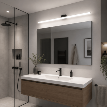 120cm Helestra LOOM LED Wandleuchte & Spiegeleuchte in matt Schwarz & Transparent satiniert