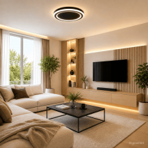 HELESTRA SAO LED Deckenleuchte 40 W 2700 K Warmweiß 3710 lm Ø 42 cm Schwarz matt dimmbar, Casambi optional, IP20