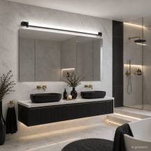 120cm Helestra NERO LED Wand-/ Spiegelleuchte Schwarz matt – Dreh- und schwenkbare mit CCT-Switch
