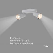 SLV 1008368 PURI 2.0 Cone, Wand- und Deckenaufbauleuchte, long, 2 x max. 6 W GU10, grau
