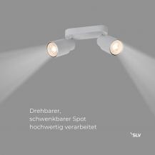SLV 1008364 PURI 2.0 Tube, Wand- und Deckenaufbauleuchte, long, 2 x max. 6 W GU10, grau