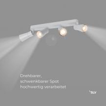 SLV 1008351 PURI 2.0 Cone, Wand- und Deckenaufbauleuchte, long, 4 x max. 6 W GU10, grau