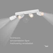 SLV 1008346 PURI 2.0 Tube, Wand- und Deckenaufbauleuchte, long, 4 x max. 6 W GU10, weiß