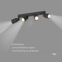 SLV 1008344 PURI 2.0 Tube, Wand- und Deckenaufbauleuchte, long, 4 x max. 6 W GU10, schwarz