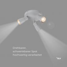 SLV 1008343 PURI 2.0 Dome, Wand- und Deckenaufbauleuchte, rund, 3 x max. 6 W GU10, grau