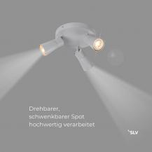SLV 1008339 PURI 2.0 Cone, Wand- und Deckenaufbauleuchte, rund, 3 x max. 6 W GU10, grau