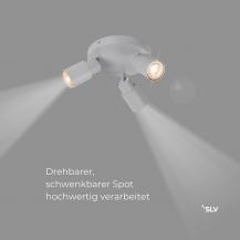 SLV 1008335 PURI 2.0 Tube Wand- und Deckenleuchte 3x GU10, Grau/Grau, rund