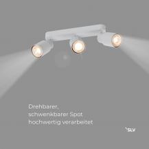 SLV 1008323 PURI 2.0 Tube, Wand- und Deckenaufbauleuchte, long, 3 x max. 6 W GU10, grau