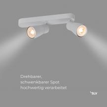 SLV 1008319 PURI 2.0 Dome, Wand- und Deckenaufbauleuchte, asymmetrisch, 2 x max. 6 W GU10, grau
