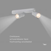 SLV 1008315 PURI 2.0 Cone, Wand- und Deckenaufbauleuchte, asymmetrisch, 2 x max. 6 W GU10, grau