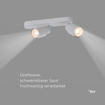 SLV 1008311 PURI 2.0 Tube, Wand- und Deckenaufbauleuchte, asymmetrisch, 2 x max. 6 W GU10, grau