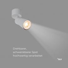 SLV 1008291 PURI 2.0 Cone, Wand- und Deckenaufbauleuchte, 1x max. 6 W GU10, grau