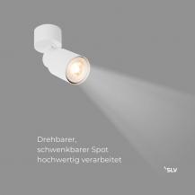 SLV 1008286 PURI 2.0 Tube, Wand- und Deckenaufbauleuchte, 1x max. 6 W GU10, weiß
