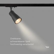 SLV PURI 2.0 DOME 1008250 1-Phasen-Schienenspot GU10 6W Schwarz, 90° schwenkbar