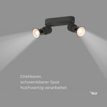SLV 1008241 PURI 2.0 Basic, Wand- und Deckenaufbauleuchte, 2 x max. 6 W GU10, schwarz