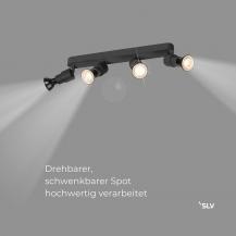SLV 1008239 PURI 2.0 Basic, Wand- und Deckenaufbauleuchte, long, 4 x max. 6 W GU10, schwarz