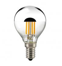 SIGOR LED Filament Kugellampe E14 4,5W 400lm 2700K Kopfverspiegelt Silber dimmbar ersetzt 35W