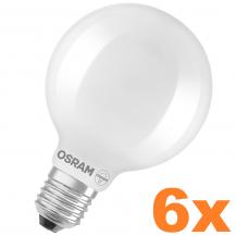 6er Sparpack OSRAM Superstar Plus E27 Globe LED Glühbirne in Kugelform dimmbar 11W wie 100W warmweiße Beleuchtung 2700K