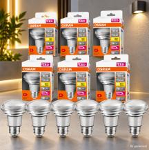 6er Sparset OSRAM E27 Reflektor R63 Superstar Plus HD LIGHTING / Blue Reduced 36° Abstrahlwinkel dimmbar 4,8W wie 60W 2700K warmweiß 90Ra