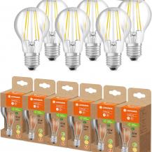 6er Vorteilspack Ledvance E27 Besonders effiziente LED Lampe Classic FILAMENT klar 4W wie 60W 3000K warmweißes Licht für die Wohnung